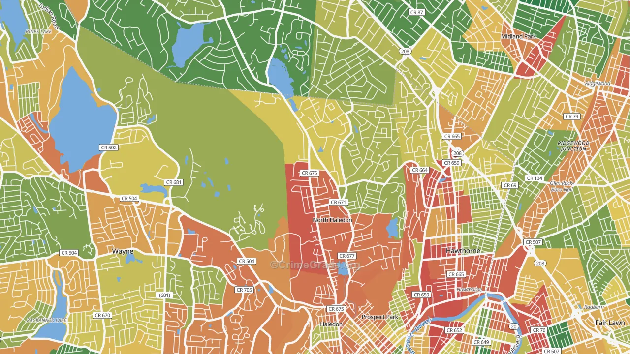 North Haledon, NJ Map of Burglary Rates
