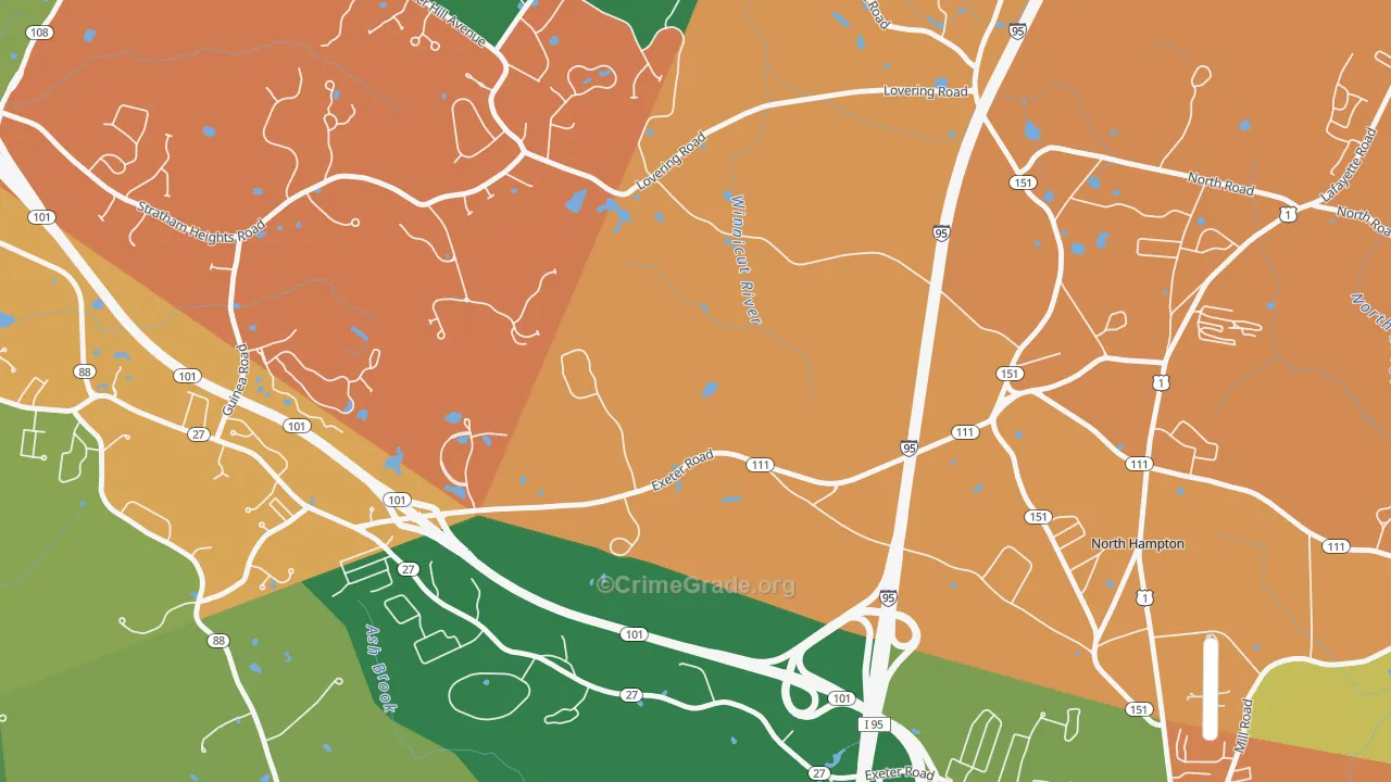 North Hampton Center, NH Map of Burglary Rates