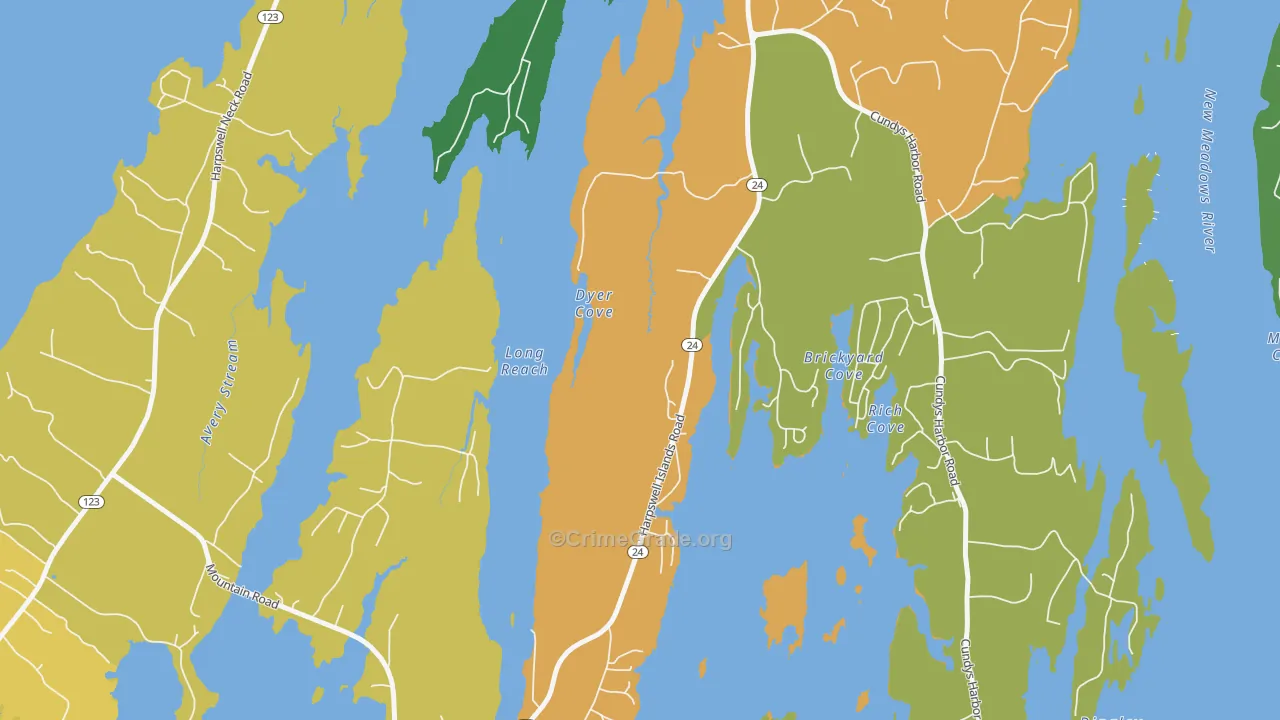 North Harpswell, ME Map of Burglary Rates
