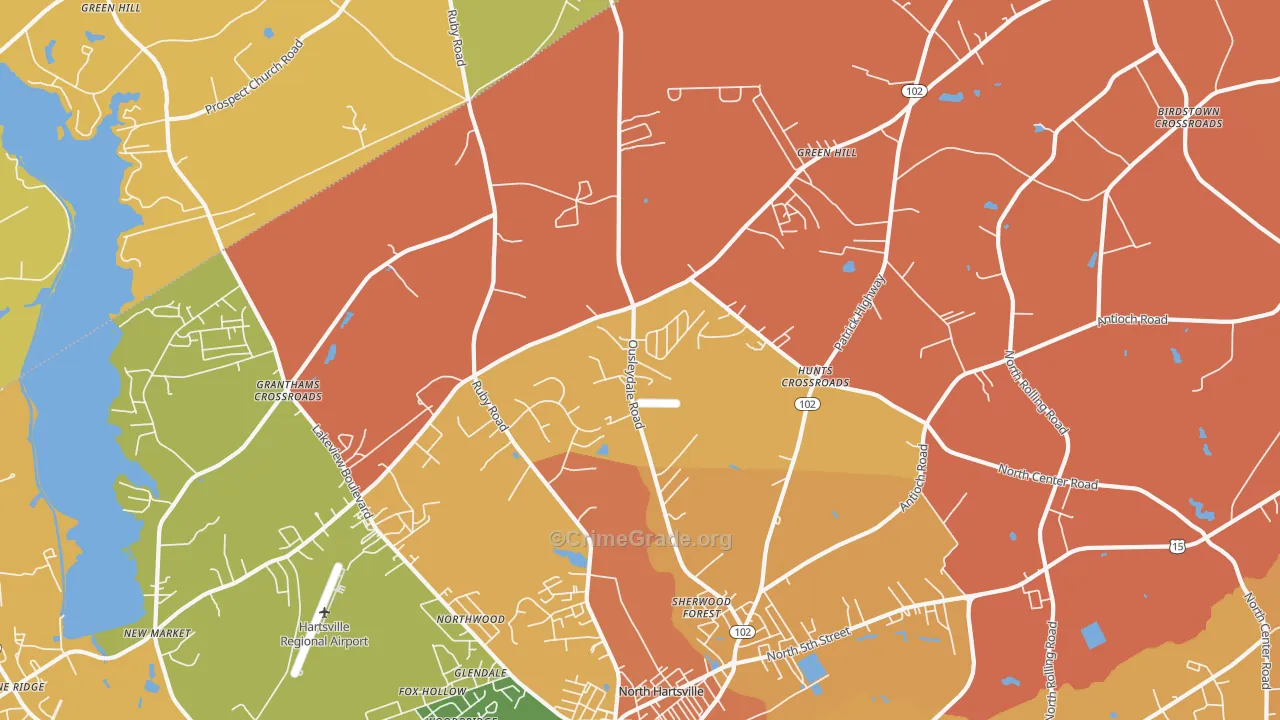 North Hartsville, SC Map of Burglary Rates