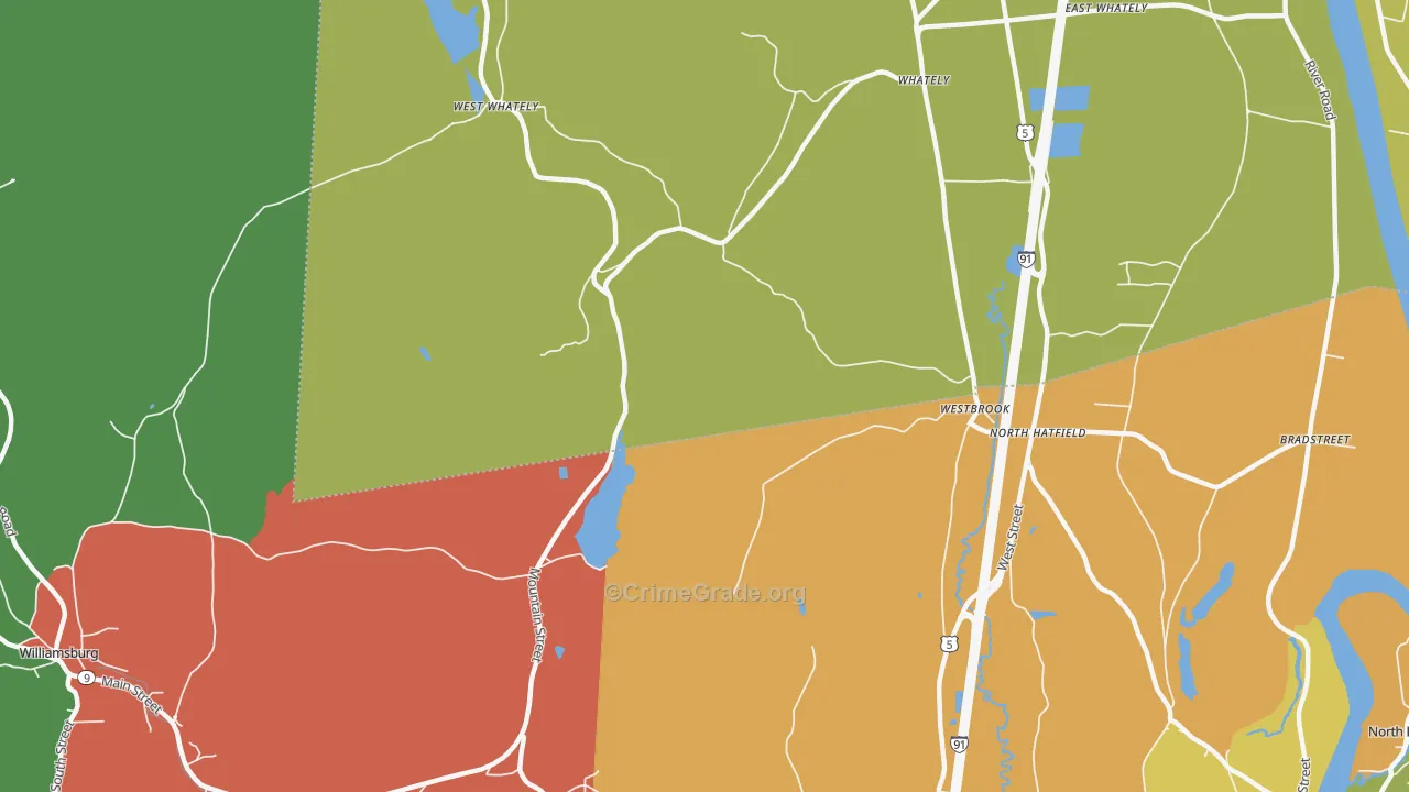 North Hatfield, MA Map of Burglary Rates