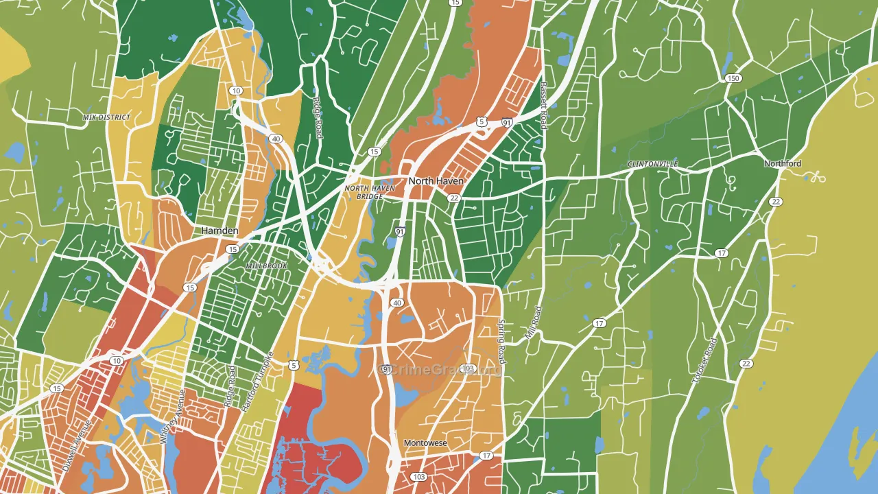 North Haven, CT Map of Burglary Rates