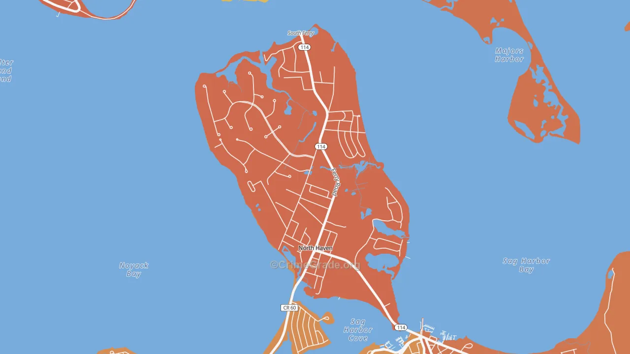 North Haven, NY Map of Burglary Rates