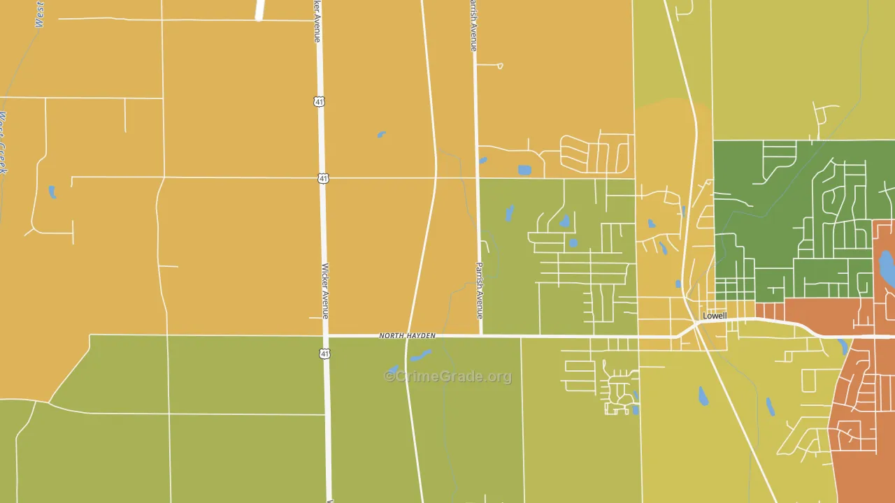 North Hayden, IN Map of Burglary Rates