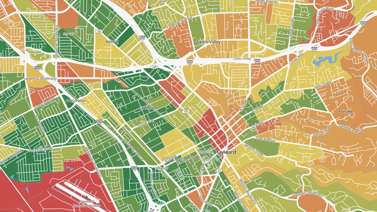 North Hayward, Hayward, CA Map of Burglary Rates