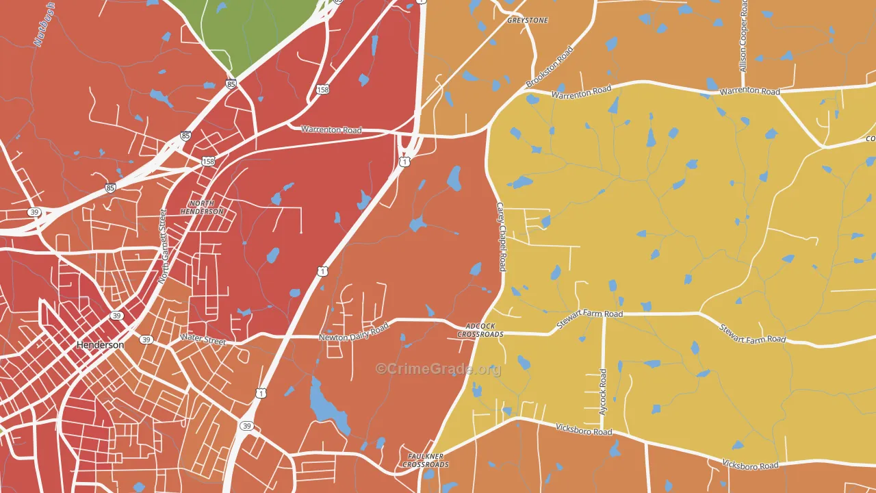 North Henderson, NC Map of Burglary Rates