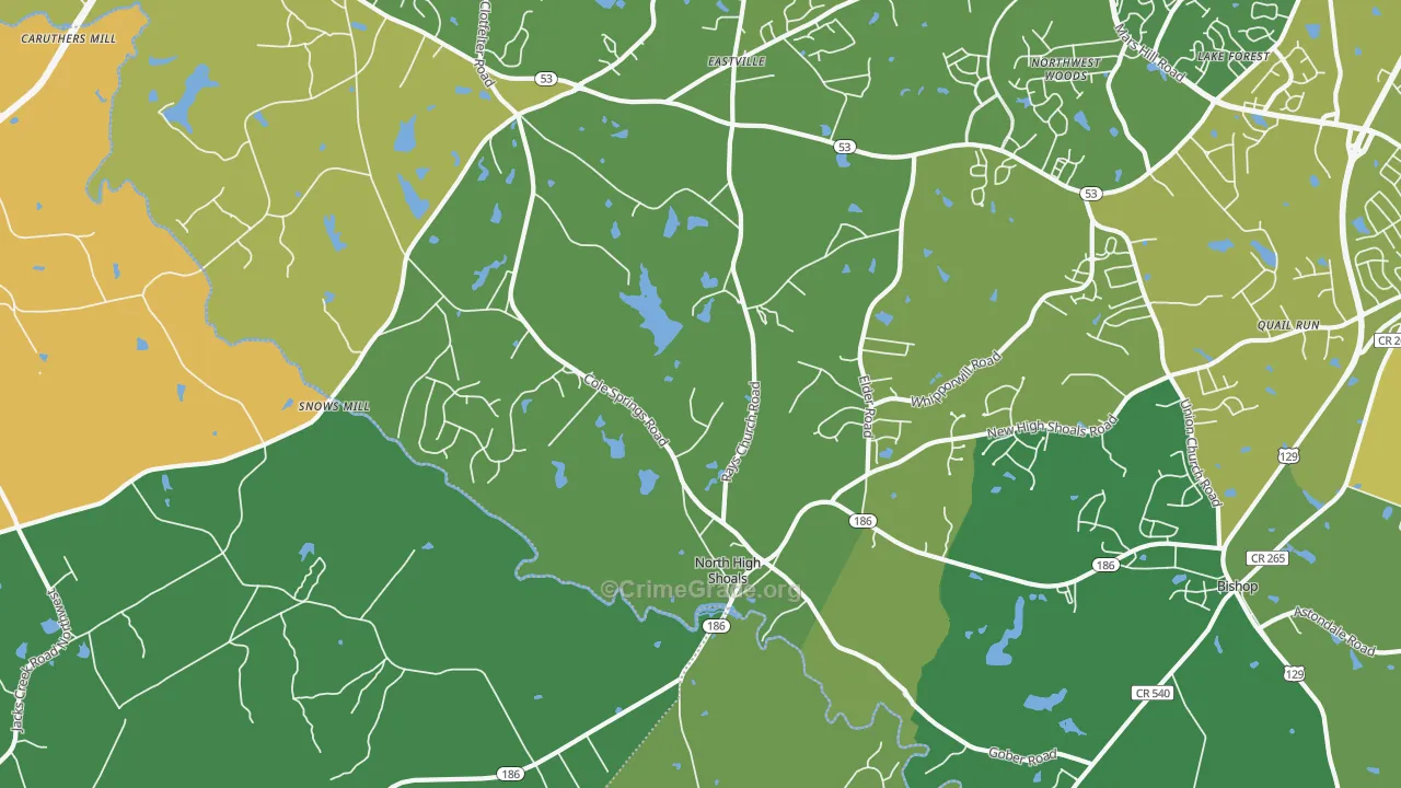North High Shoals, GA Map of Burglary Rates