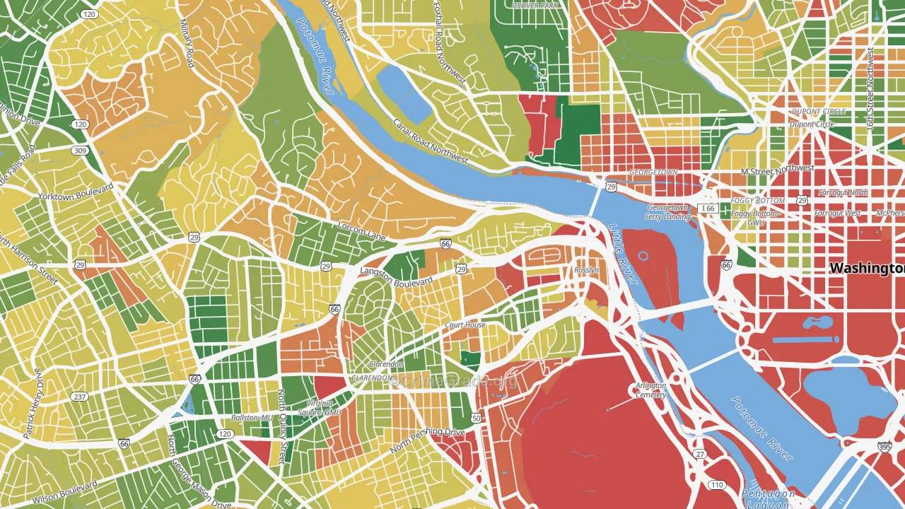 North Highland, Arlington, VA Map of Burglary Rates