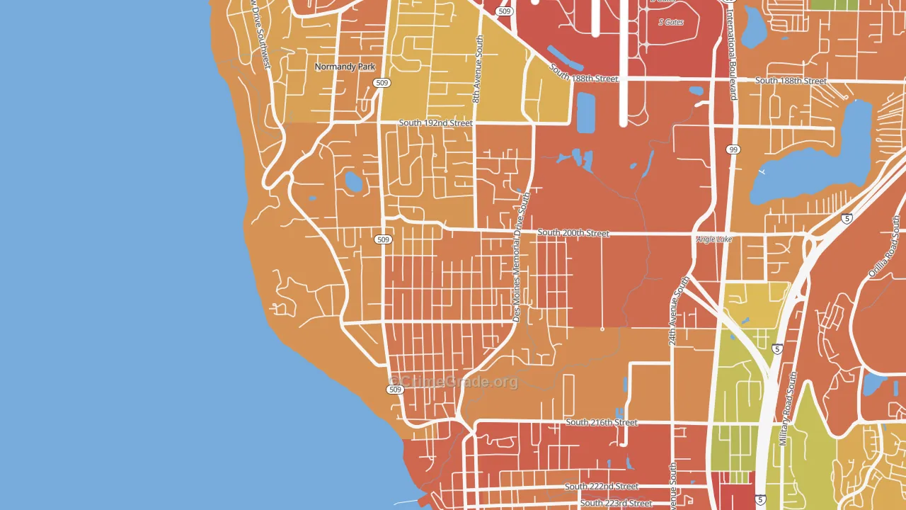 North Hill, Des Moines, WA Map of Burglary Rates