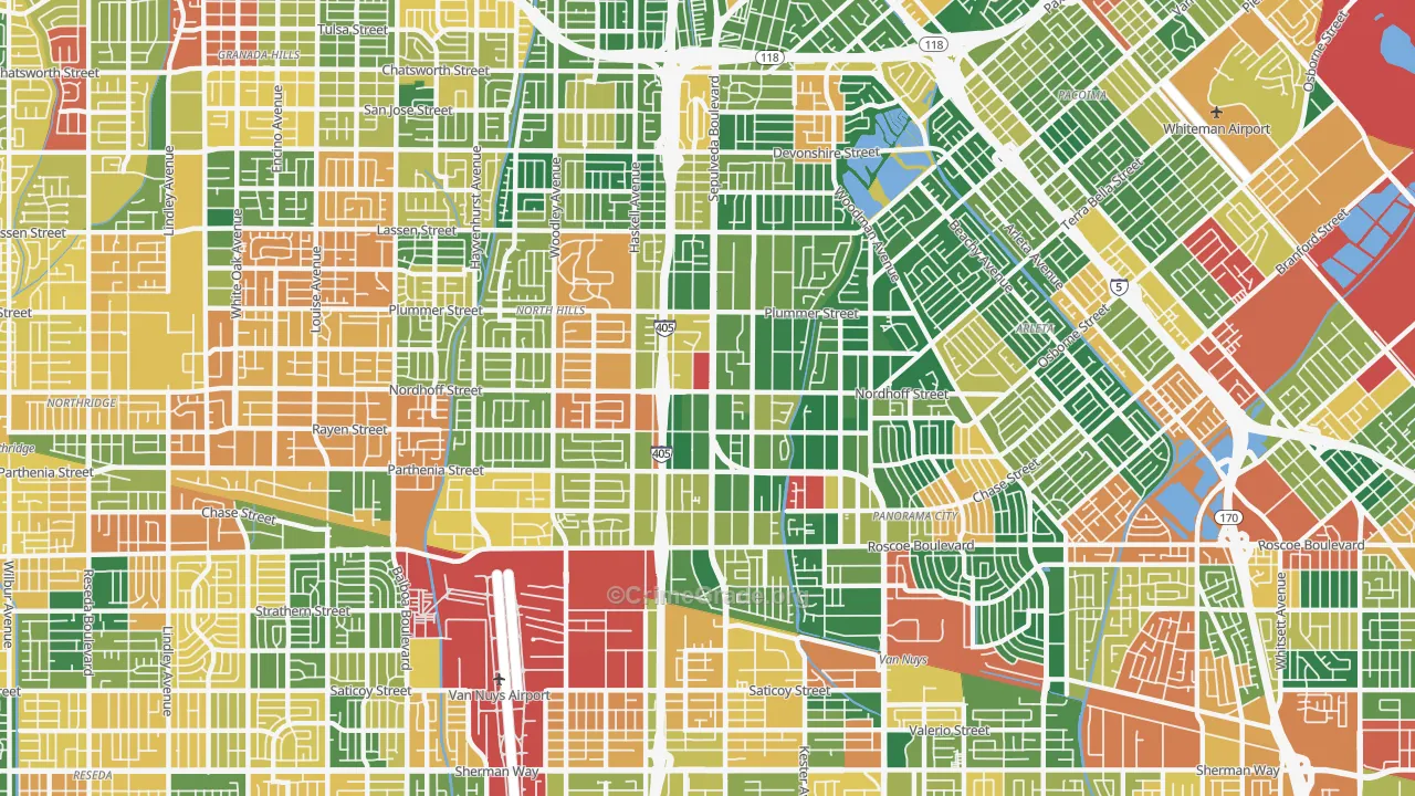 North Hills, CA Map of Burglary Rates