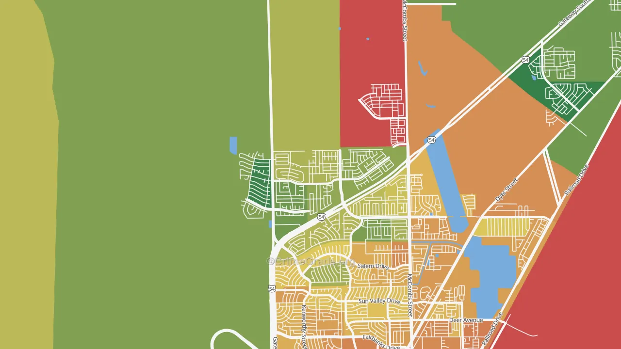 North Hills, El Paso, TX Map of Burglary Rates