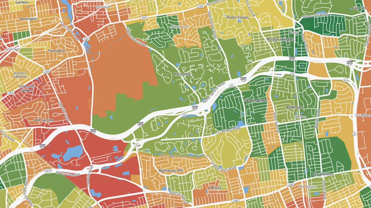 North Hills, NY Map of Burglary Rates