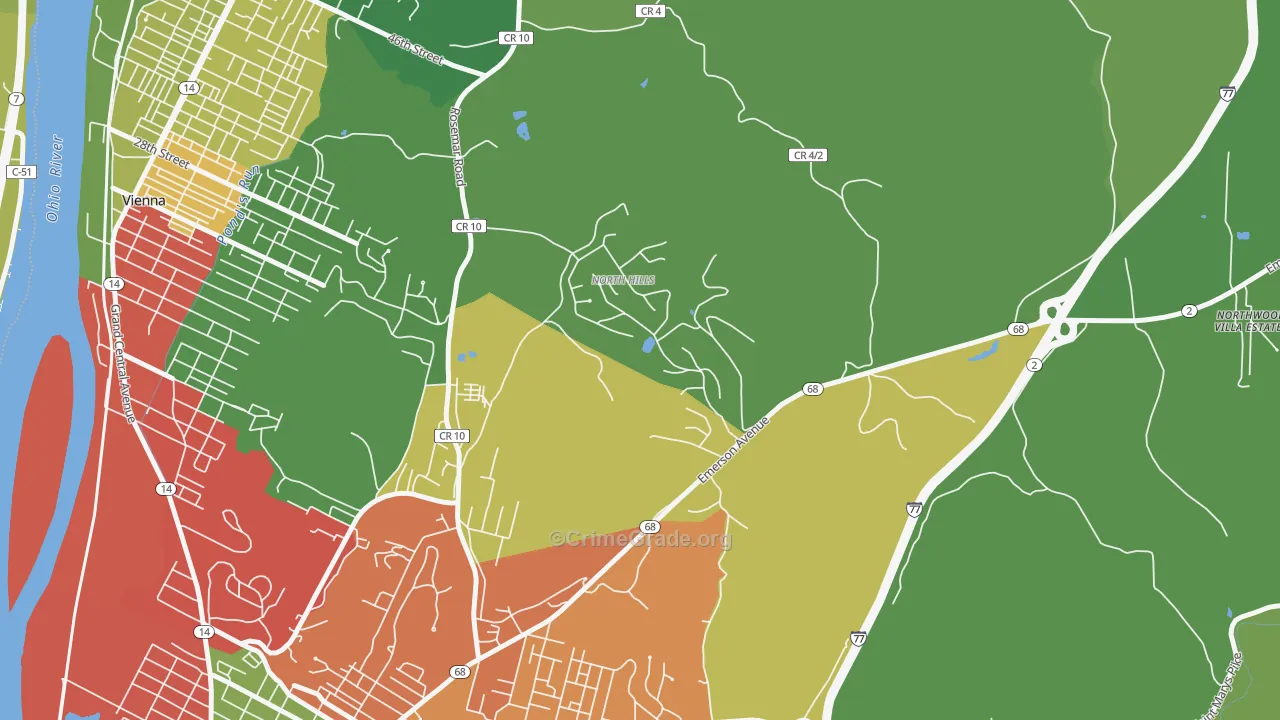 North Hills, WV Map of Burglary Rates