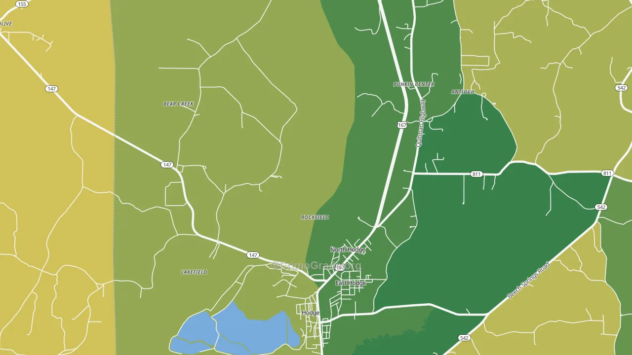 North Hodge, LA Map of Burglary Rates