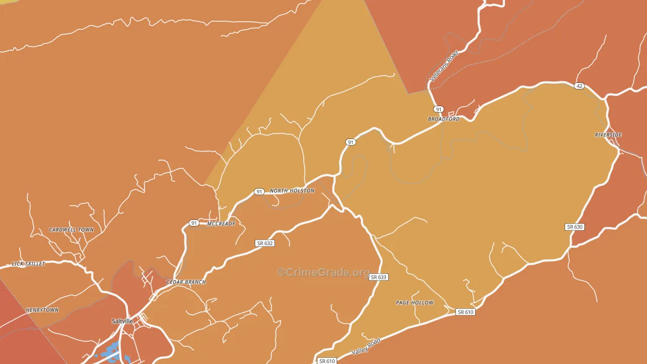 North Holston, VA Map of Burglary Rates
