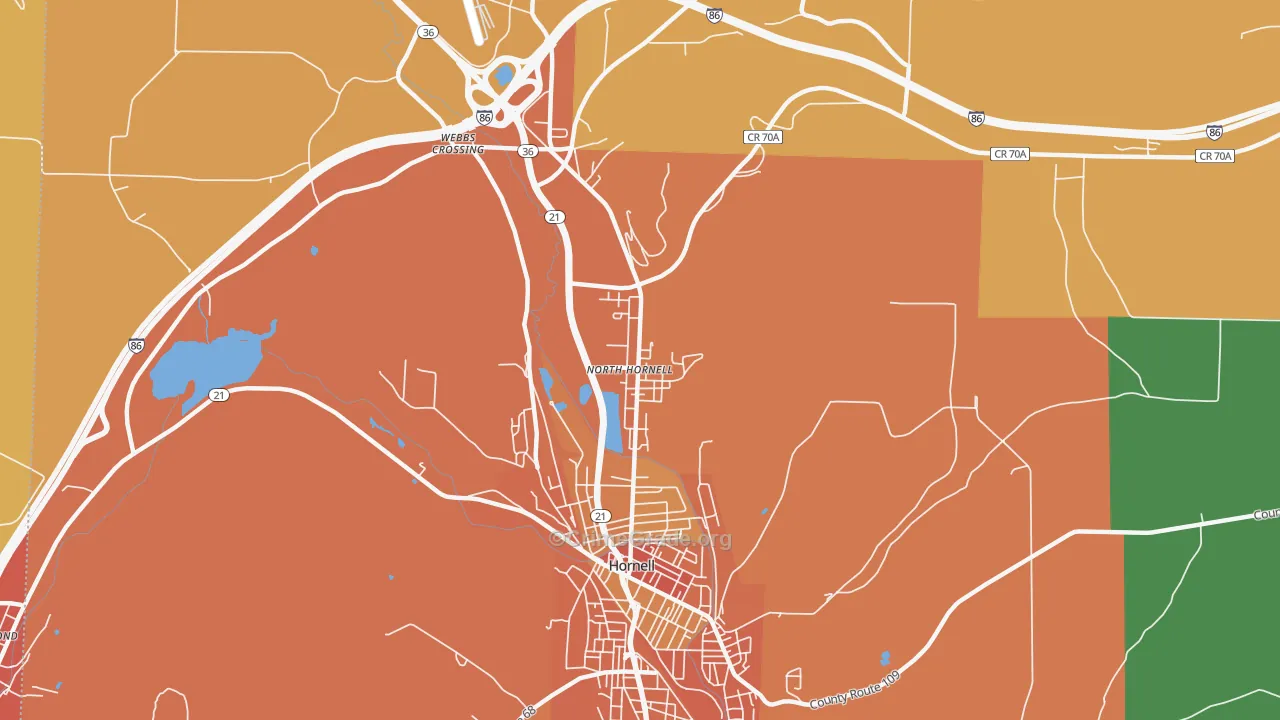 North Hornell, NY Map of Burglary Rates