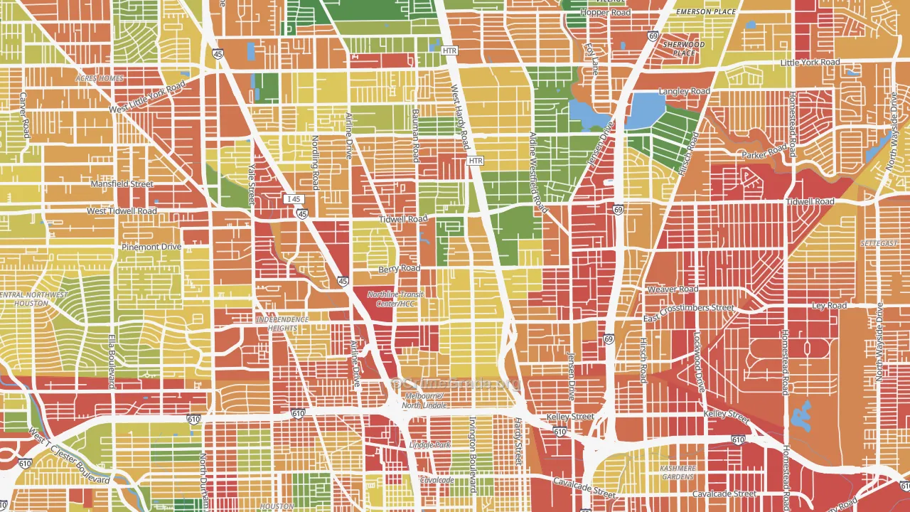 North, Houston, TX Map of Burglary Rates
