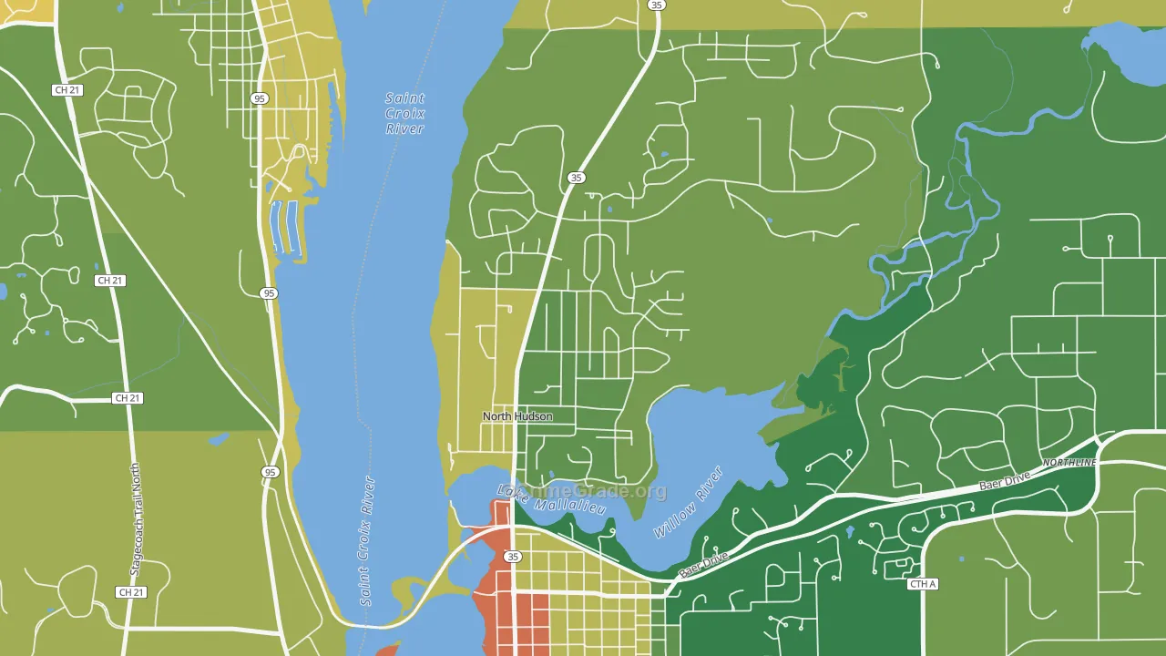 North Hudson, WI Map of Burglary Rates