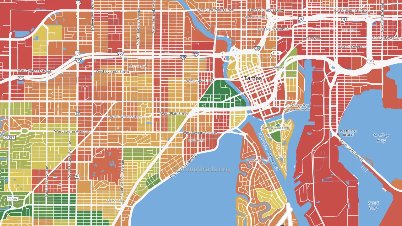 North Hyde Park, Tampa, FL Map of Burglary Rates