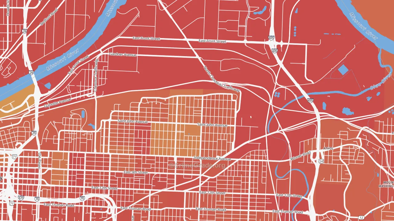 North India Mound, Kansas City, MO Map of Burglary Rates