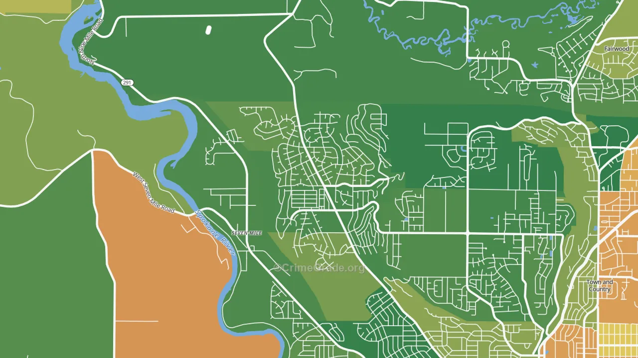 North Indian Trail, Spokane, WA Map of Burglary Rates
