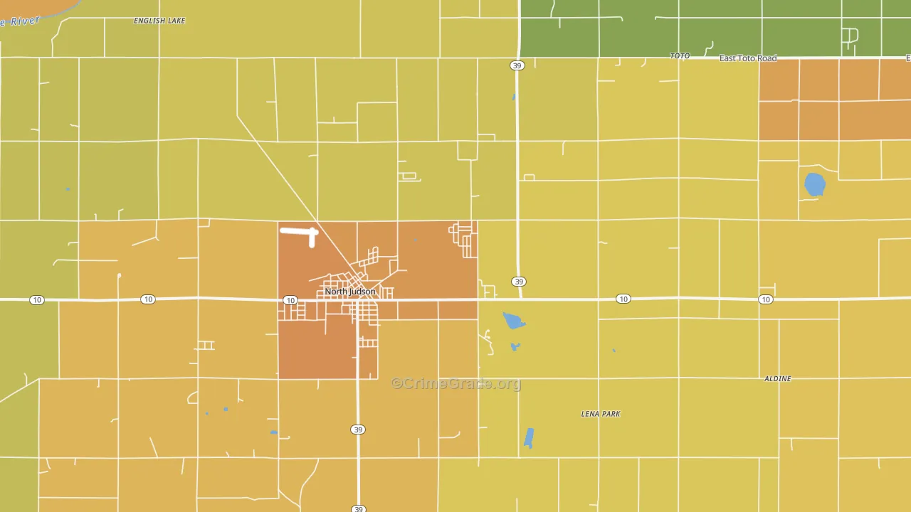 North Judson, IN Map of Burglary Rates