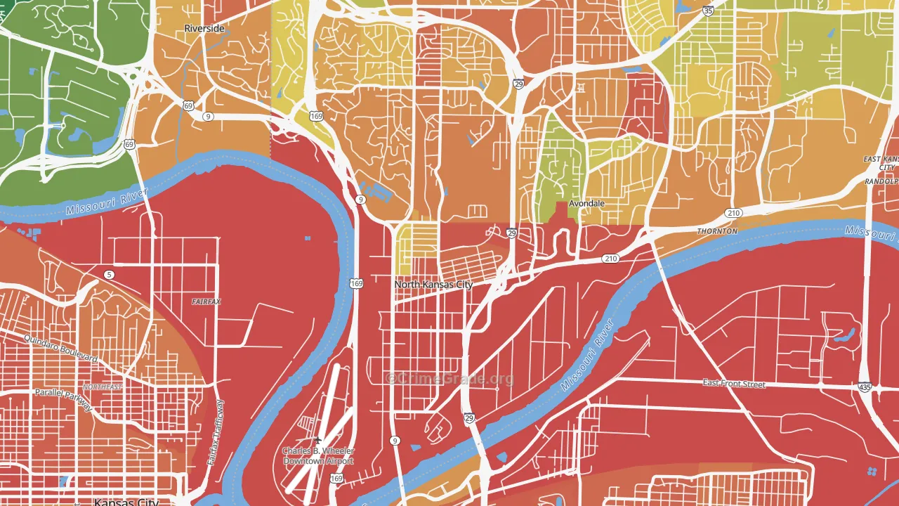North Kansas City, MO Map of Burglary Rates