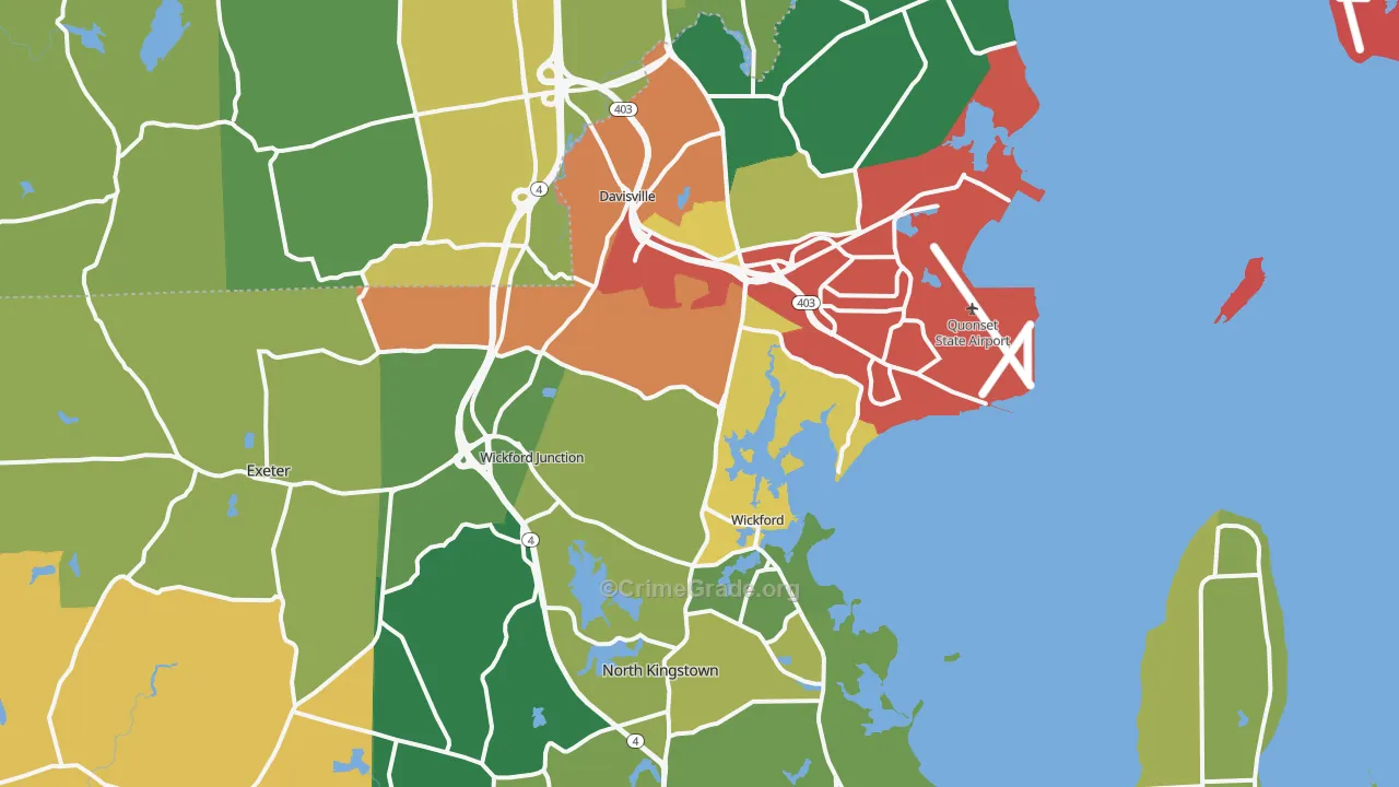 North Kingstown, RI Map of Burglary Rates