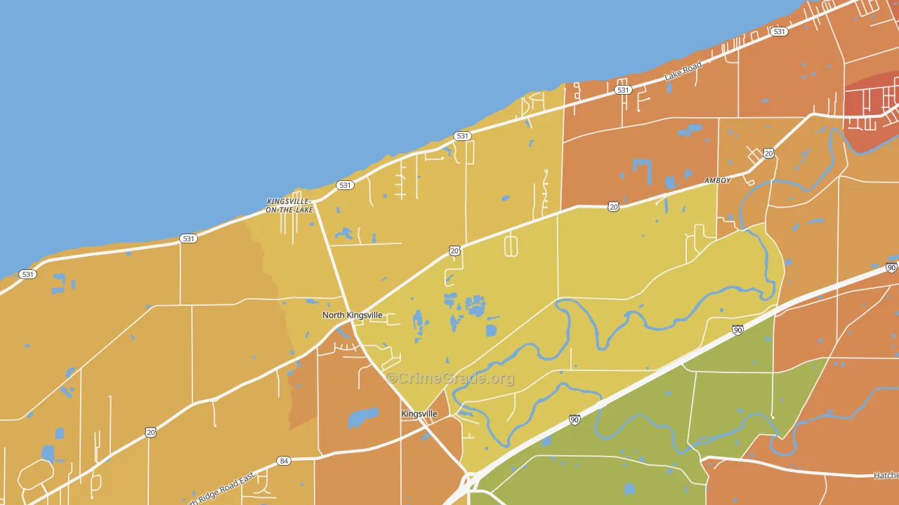 North Kingsville, OH Map of Burglary Rates