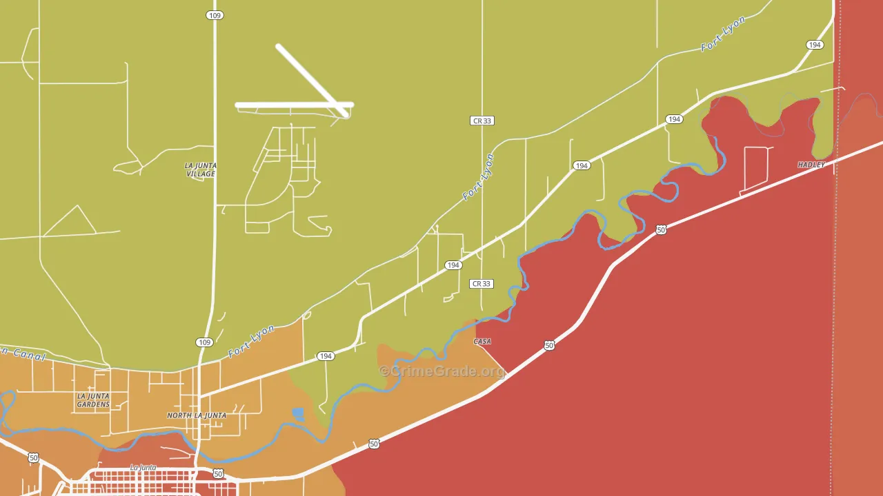 North La Junta, CO Map of Burglary Rates