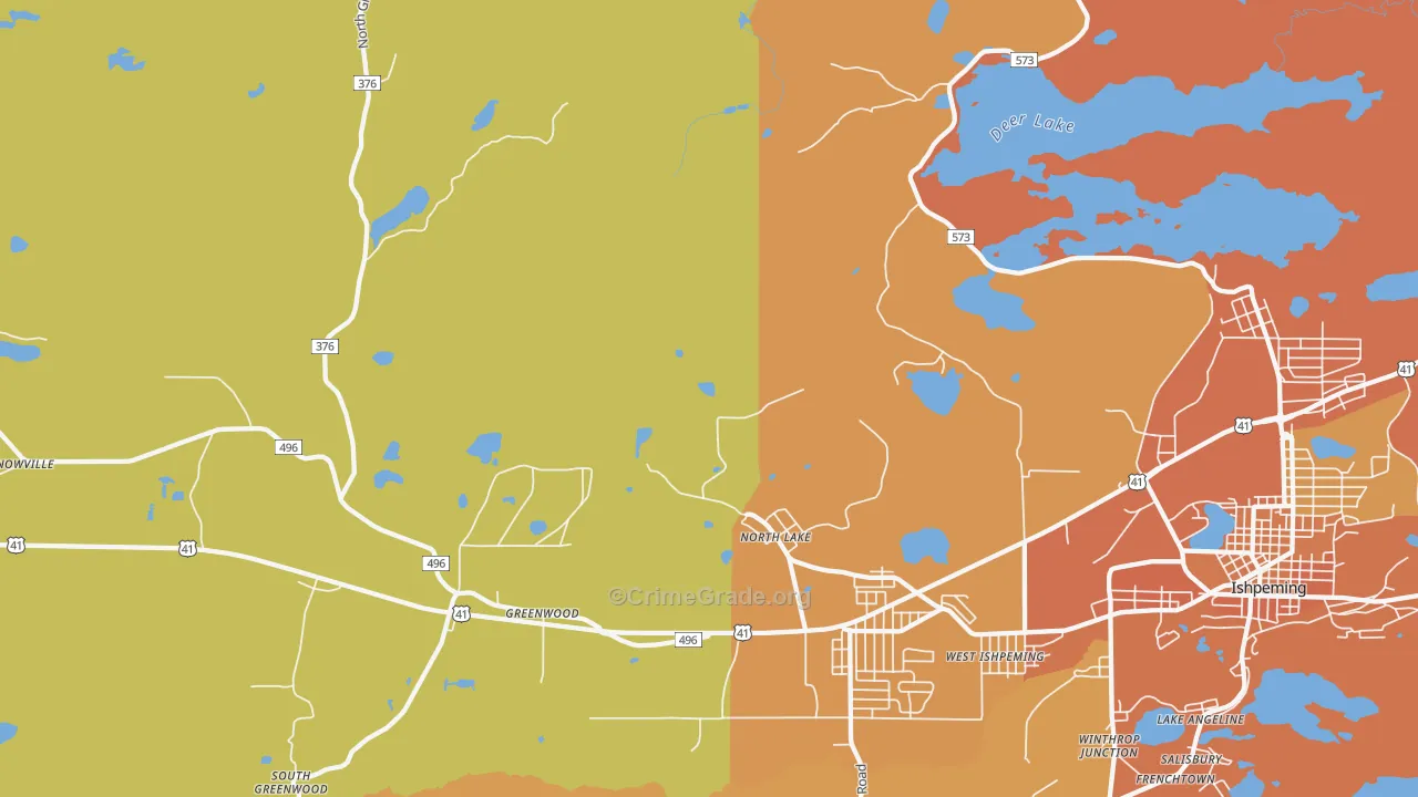 North Lake, MI Map of Burglary Rates
