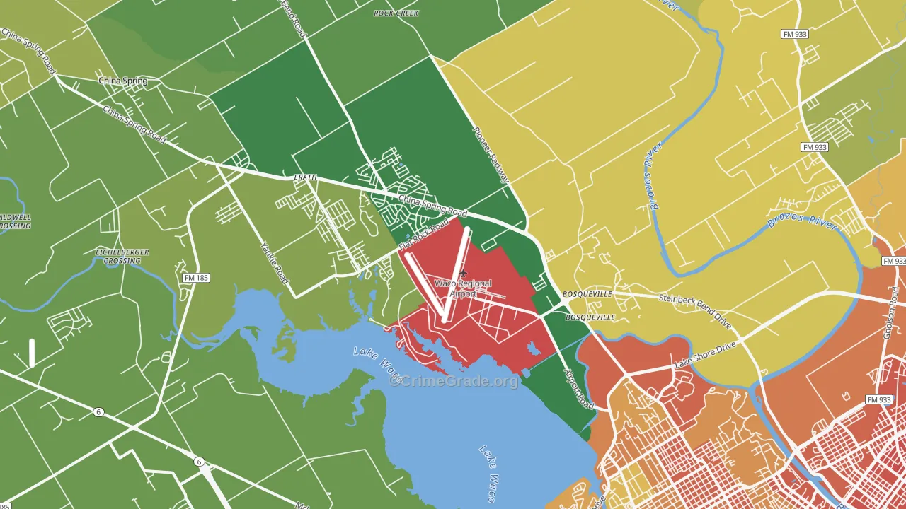 North Lake Waco, Waco, TX Map of Burglary Rates