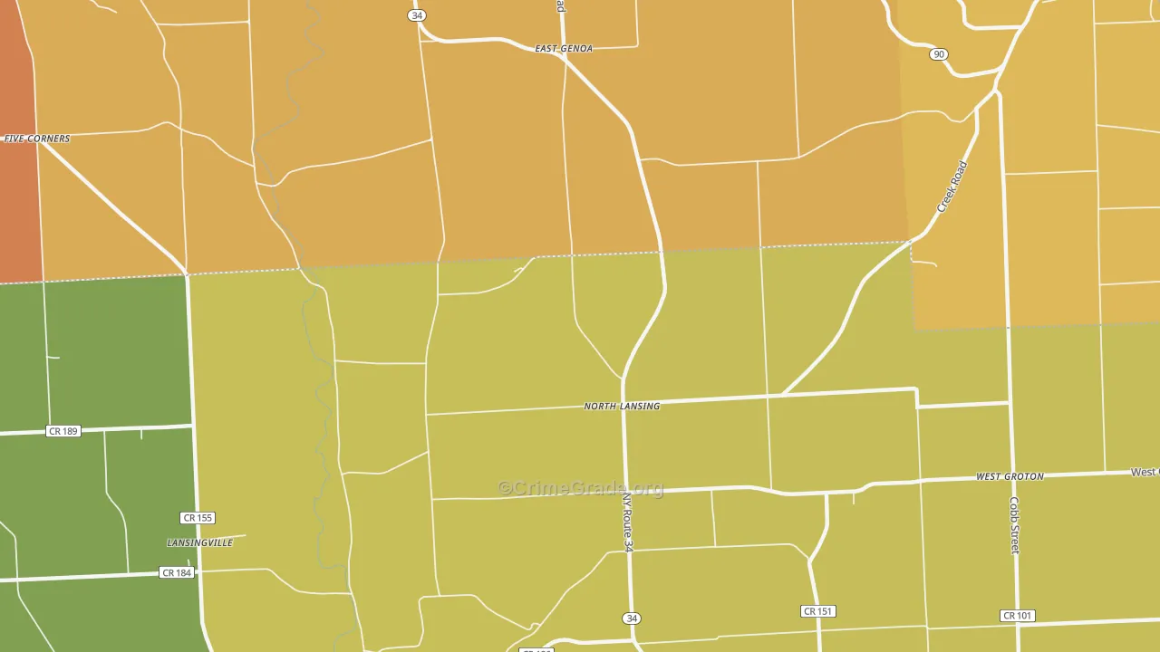 North Lansing, NY Map of Burglary Rates