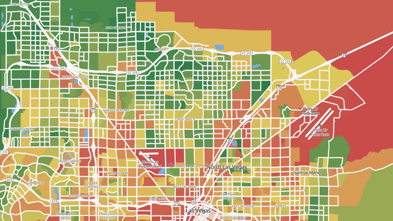 North Las Vegas, NV Map of Burglary Rates