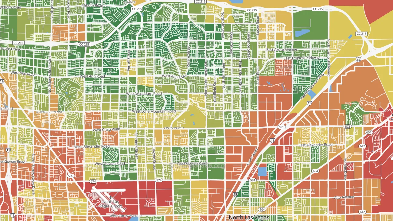 North Last Vegas, North Las Vegas, NV Map of Burglary Rates
