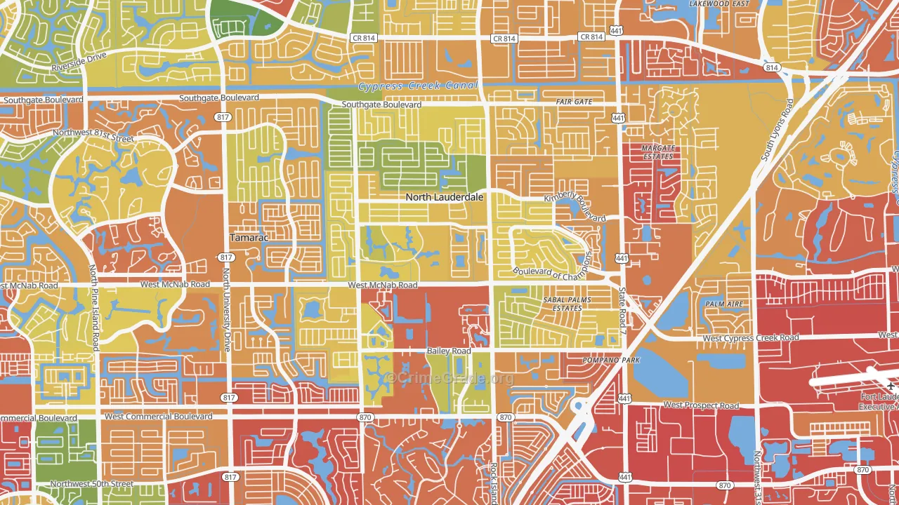 North Lauderdale Estates, North Lauderdale, FL Map of Burglary Rates