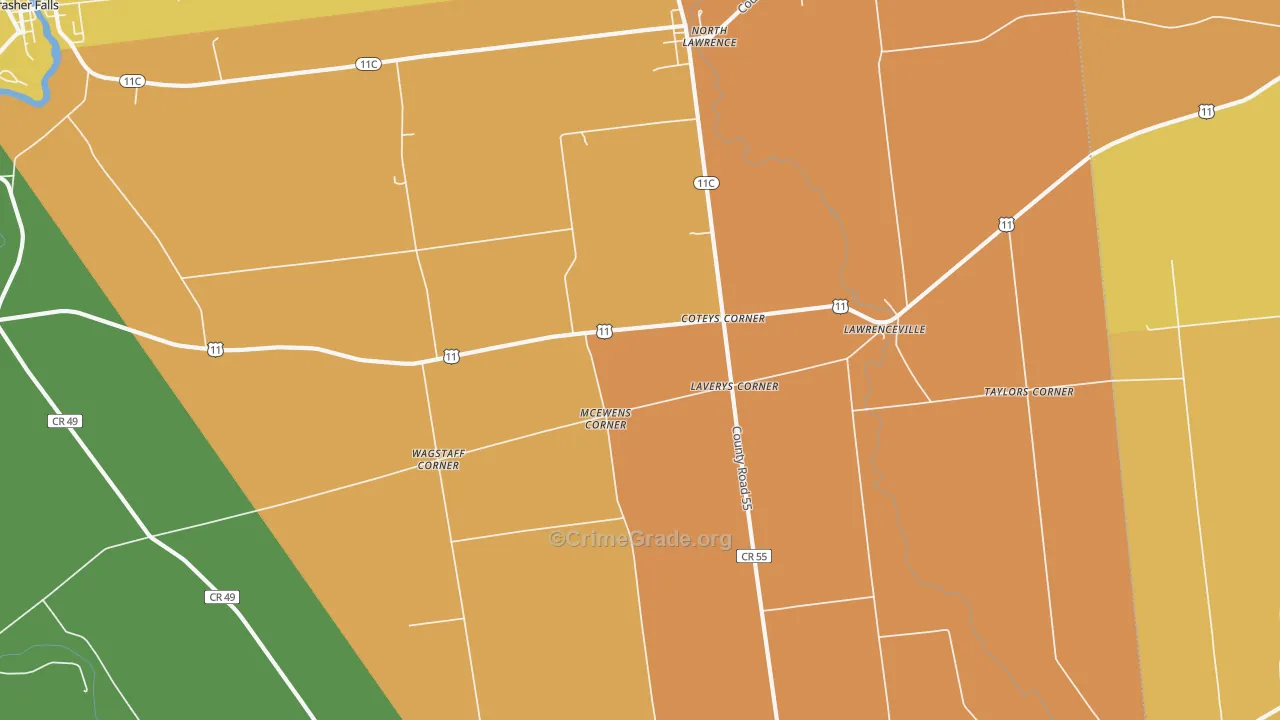 North Lawrence, NY Map of Burglary Rates