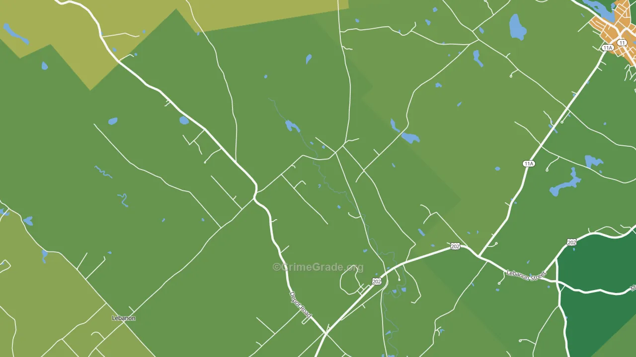 North Lebanon, ME Map of Burglary Rates