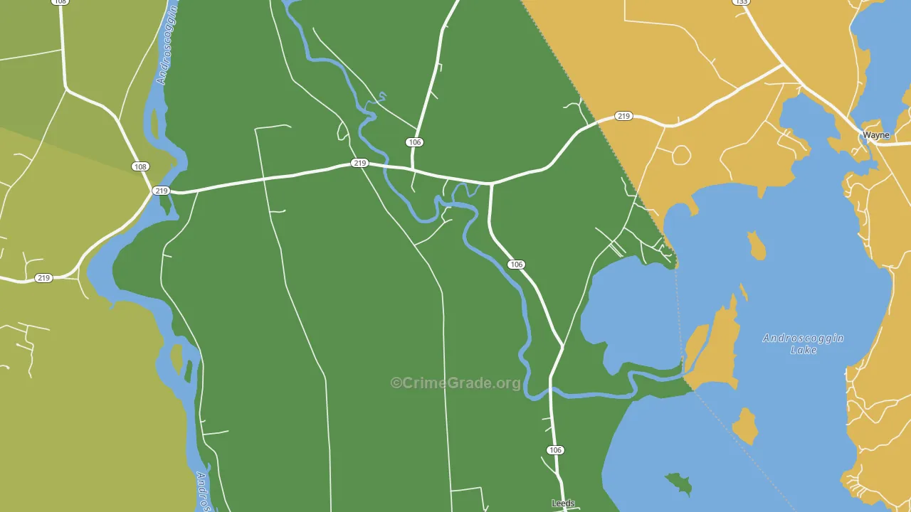 North Leeds, ME Map of Burglary Rates