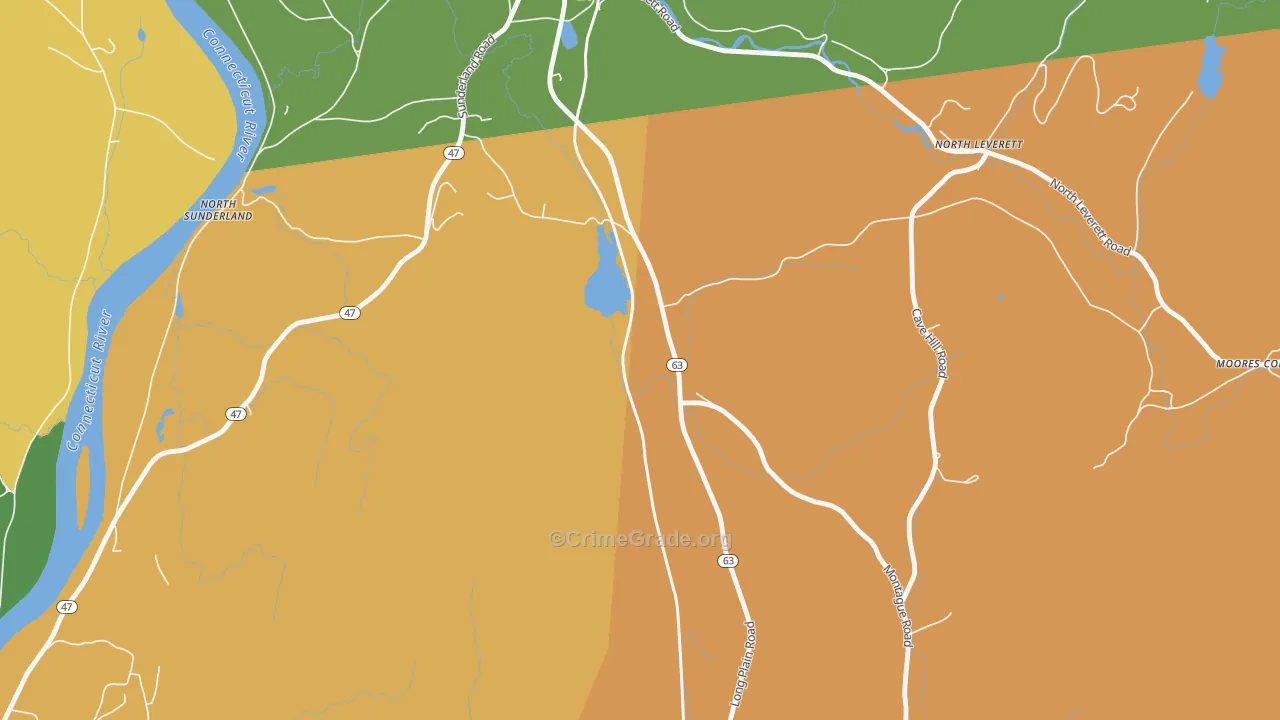 North Leverett, MA Map of Burglary Rates