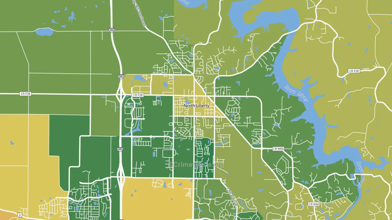 North Liberty, IA Map of Burglary Rates