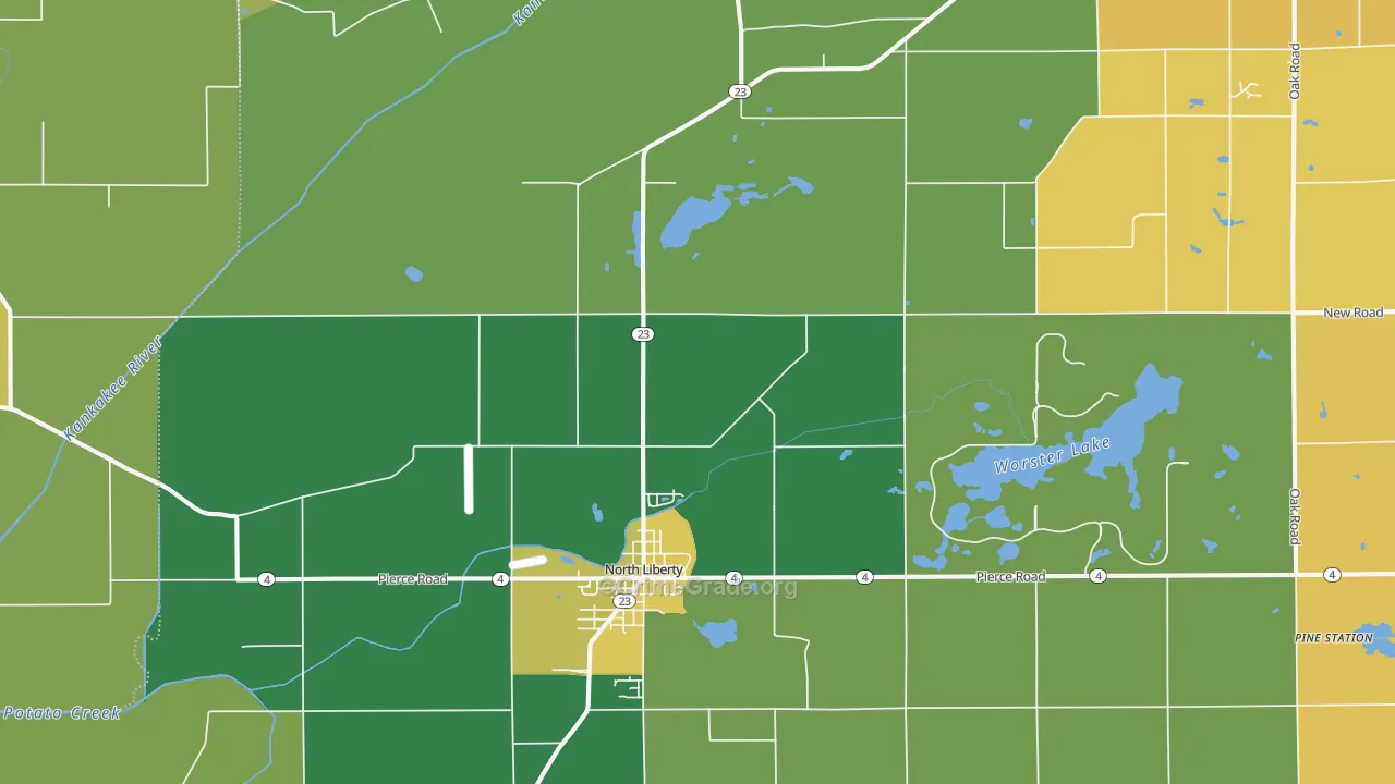 North Liberty, IN Map of Burglary Rates