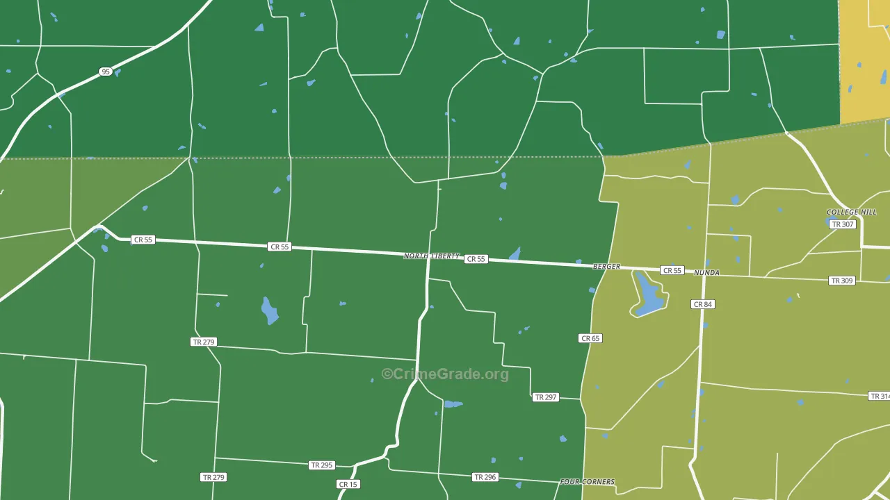 North Liberty, OH Map of Burglary Rates