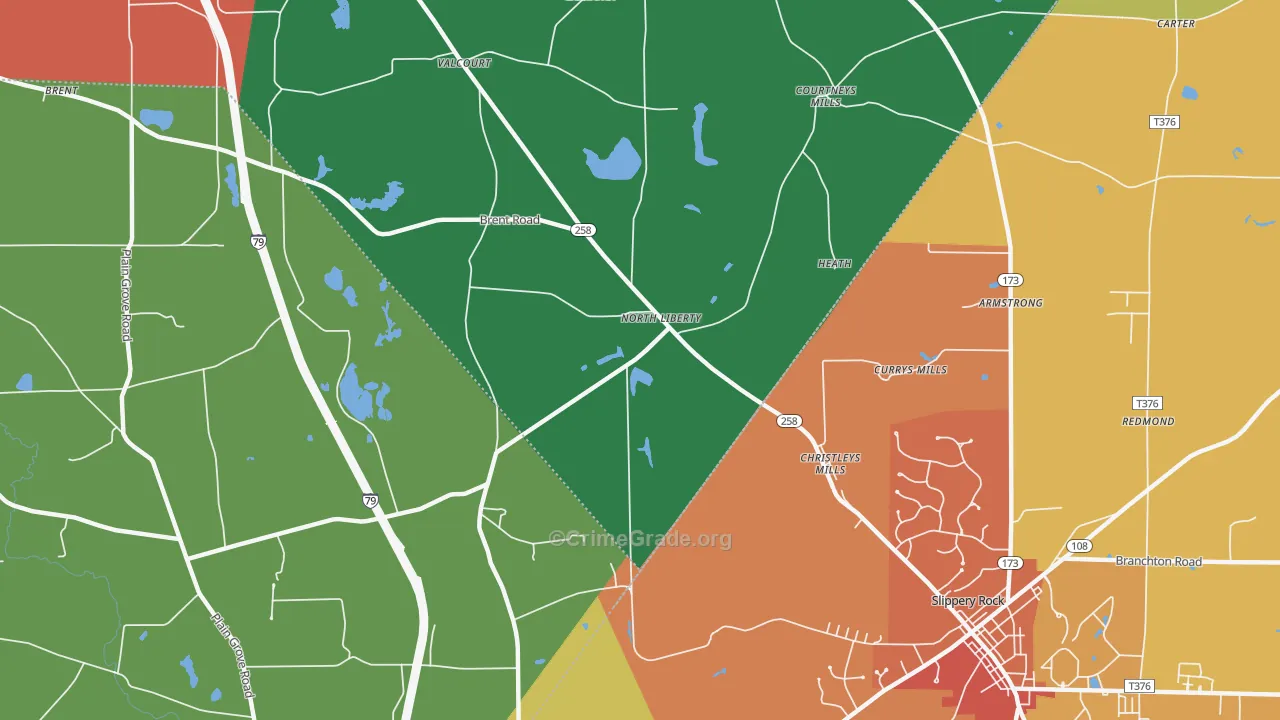 North Liberty, PA Map of Burglary Rates
