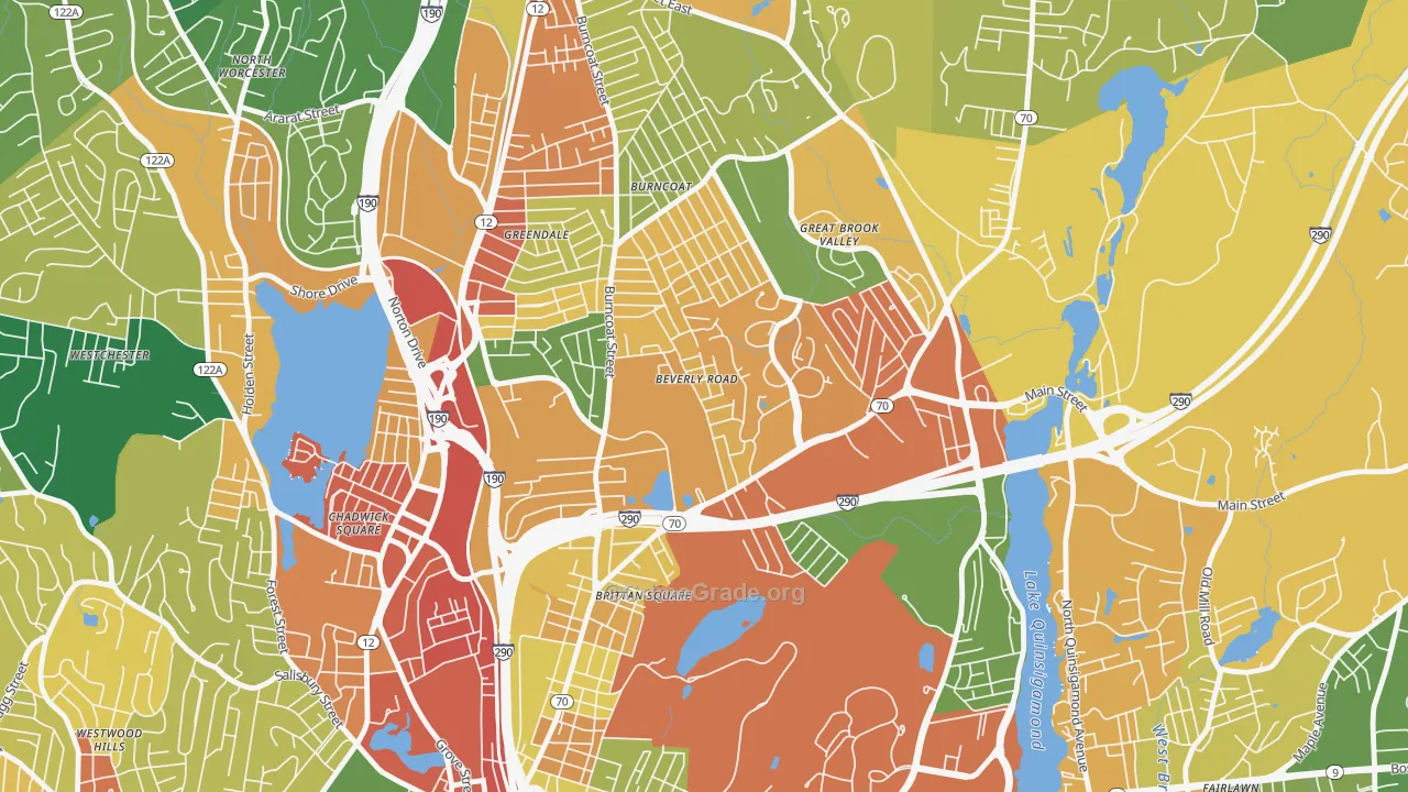 North Lincoln Street, Worcester, MA Map of Burglary Rates