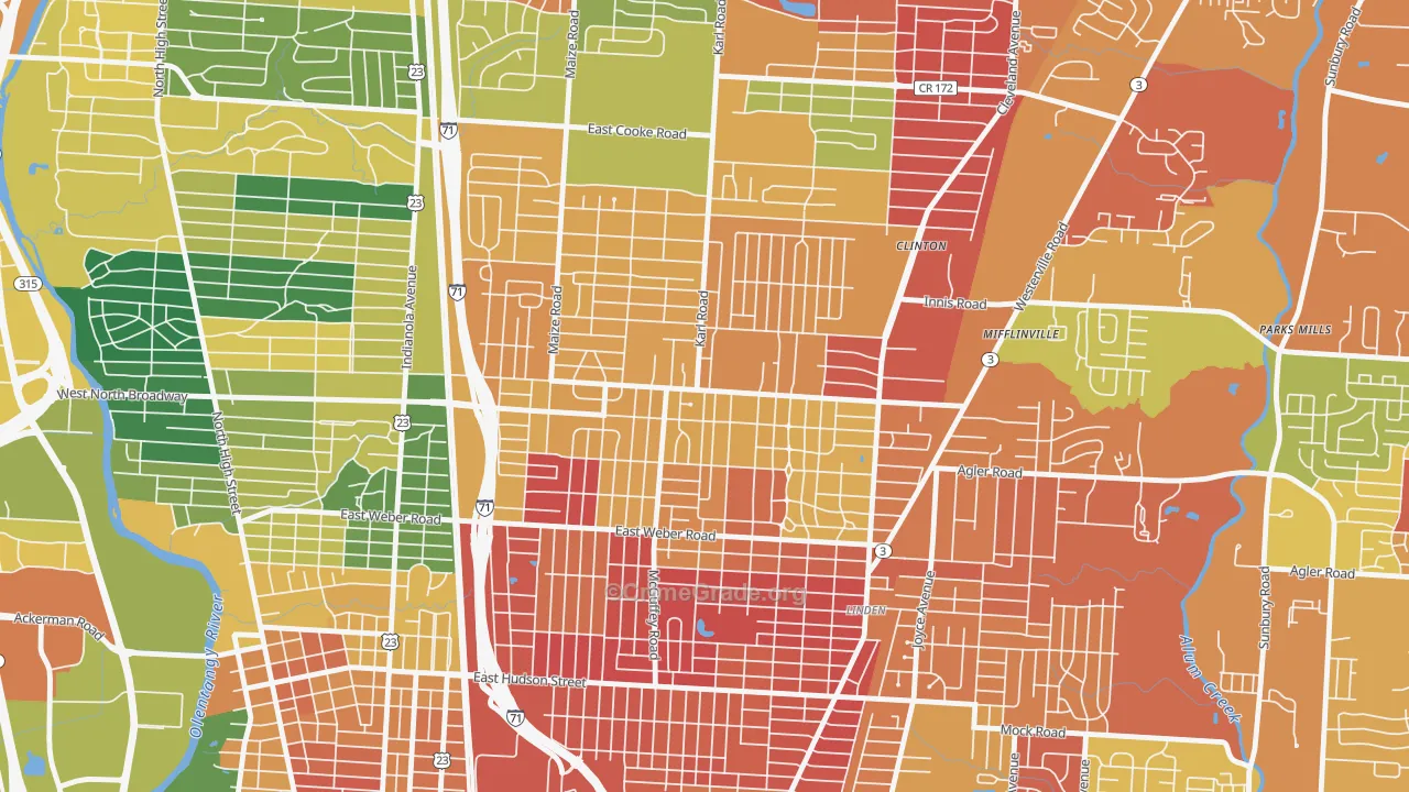 North Linden, Columbus, OH Map of Burglary Rates