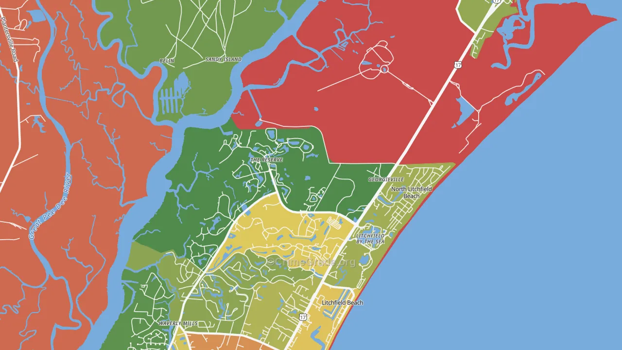 North Litchfield Beach, SC Map of Burglary Rates