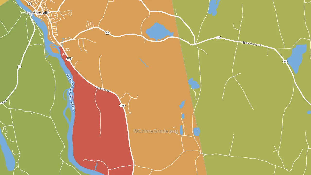 North Livermore, ME Map of Burglary Rates