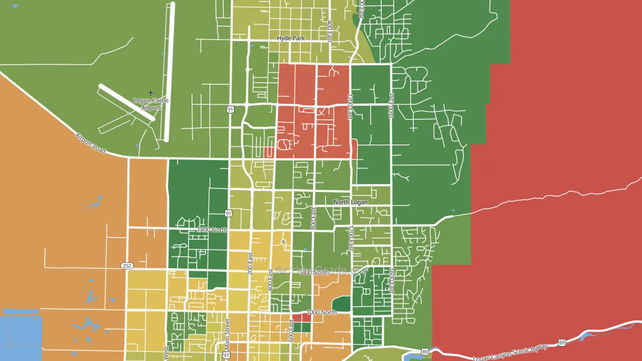 North Logan, UT Map of Burglary Rates