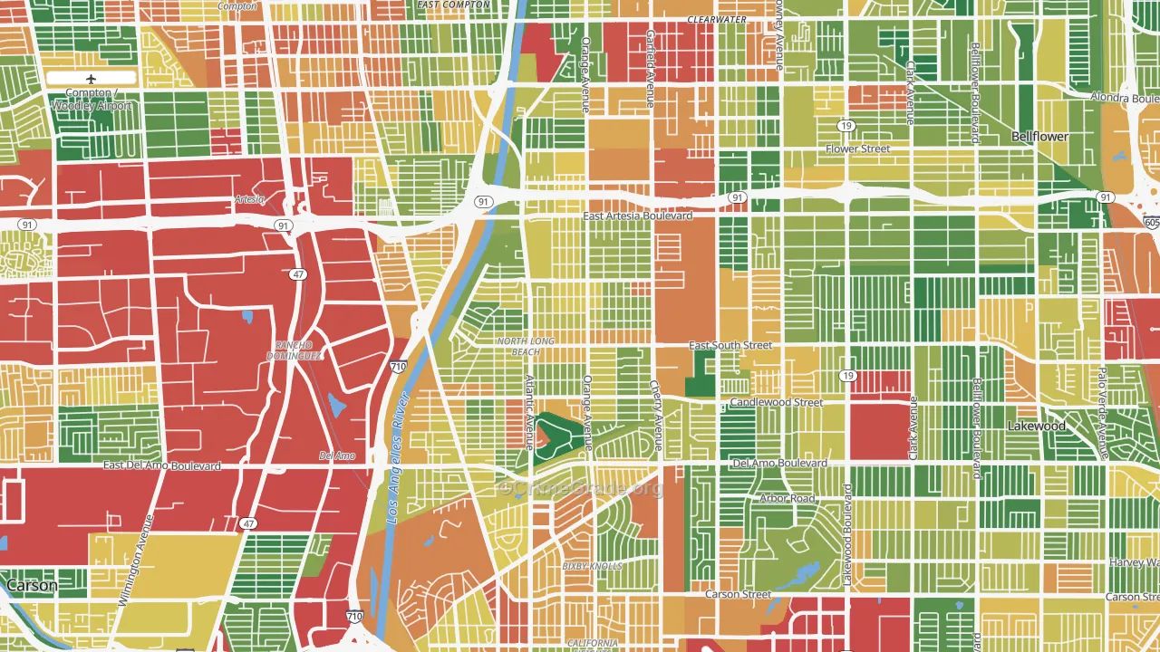 North Long Beach, Long Beach, CA Map of Burglary Rates